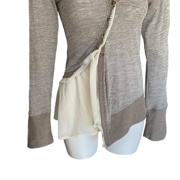 Anthropologie Asymmetrical Ruffle Buttoned Cardigan Blouse